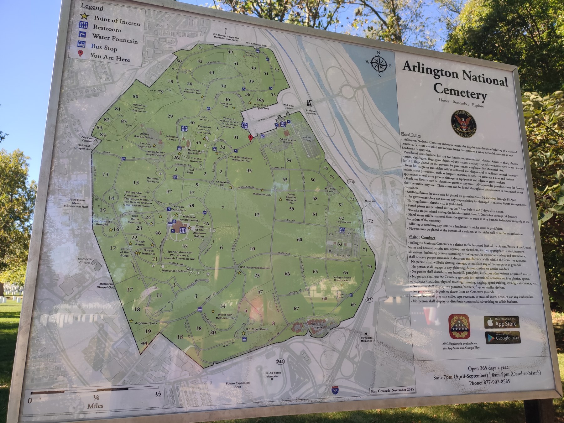 Vietnam Veterans Memorial, Washington, D.C., USA - Carte du cimetière national d'Arlington