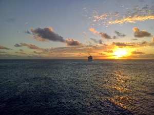 Coucher de soleil sur mer